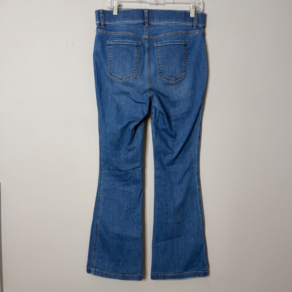 Spanx Everywear Flare Jeans Women Large Blue High Rise Pull On Stretch Slimming - Picture 3 of 12